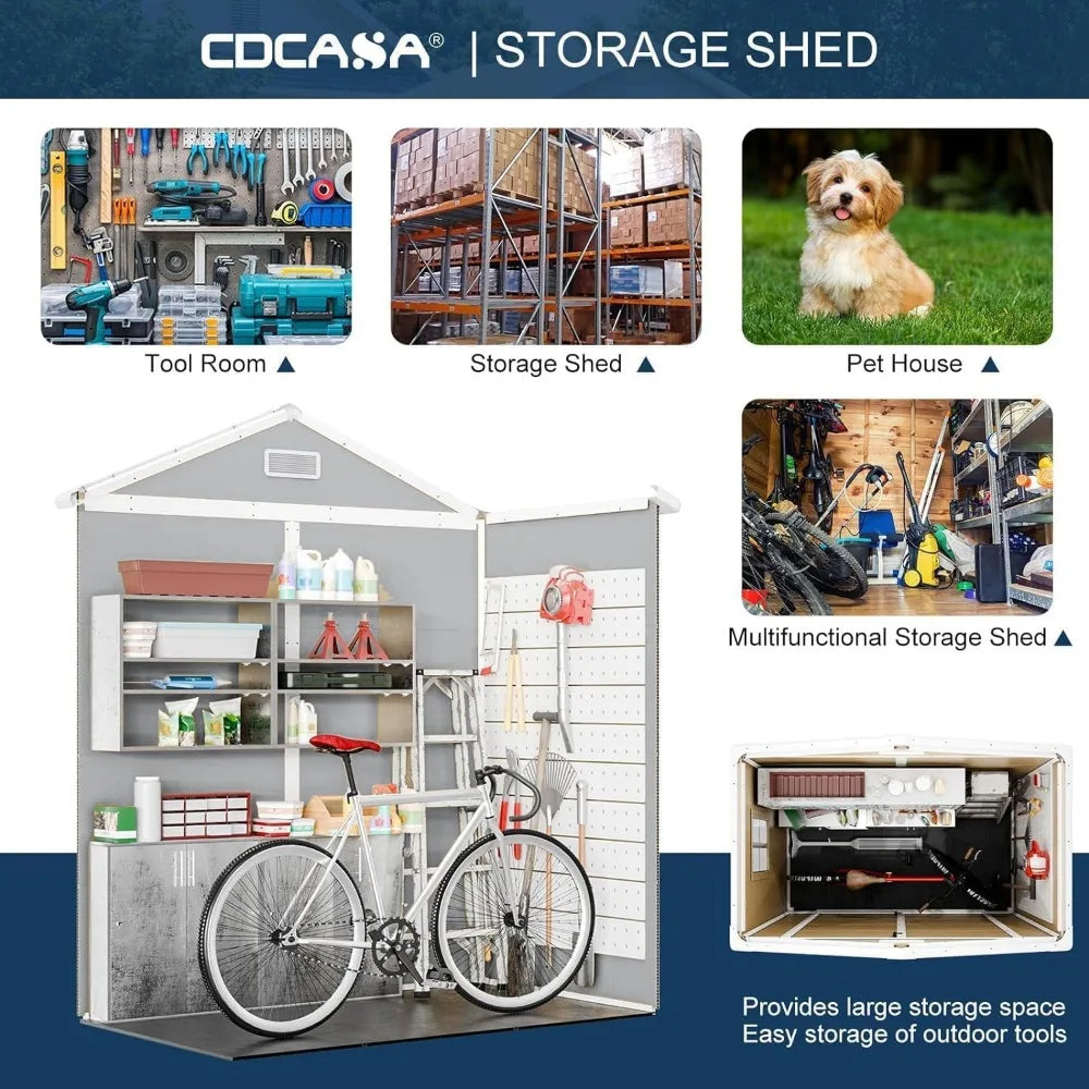 Resin Storage Shed with Floor, Window, and Double Lockable Doors