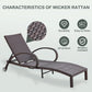 Rattan Wicker Chaise Lounge Chairs with Wheels and Cushions