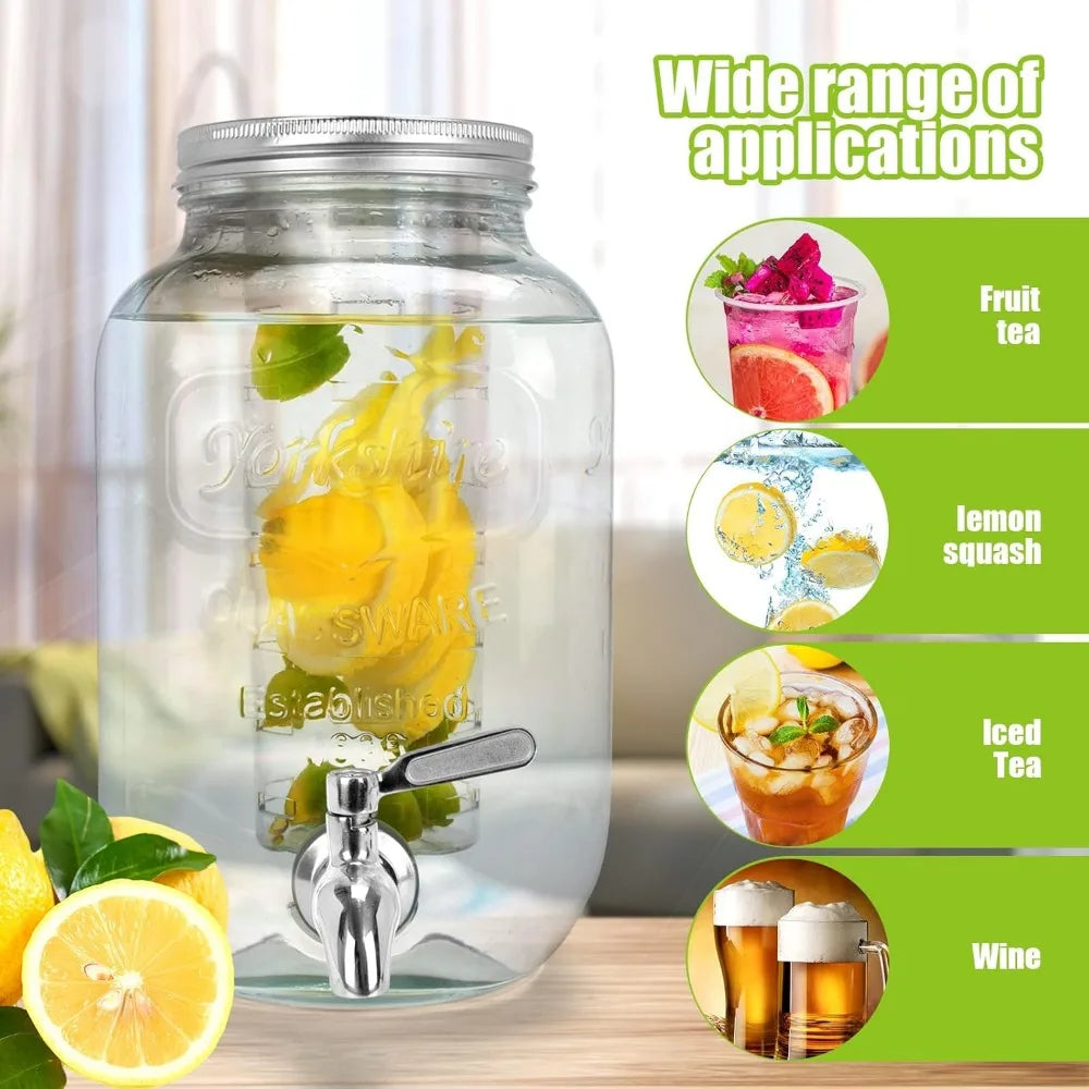 Double 1- Gallon Glass Drink Dispensers with Stand