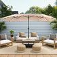 Rectangular Cantilever Patio Umbrella with LED Solar Lights