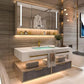 Modern  Chic Vanity with Sink, LED/ Technology Mirror, and Faucet, Full Set