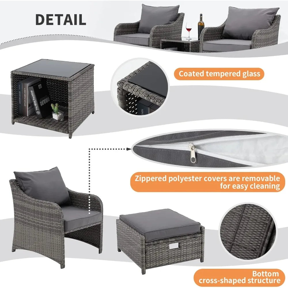Wicker Rattan Patio Furniture Set