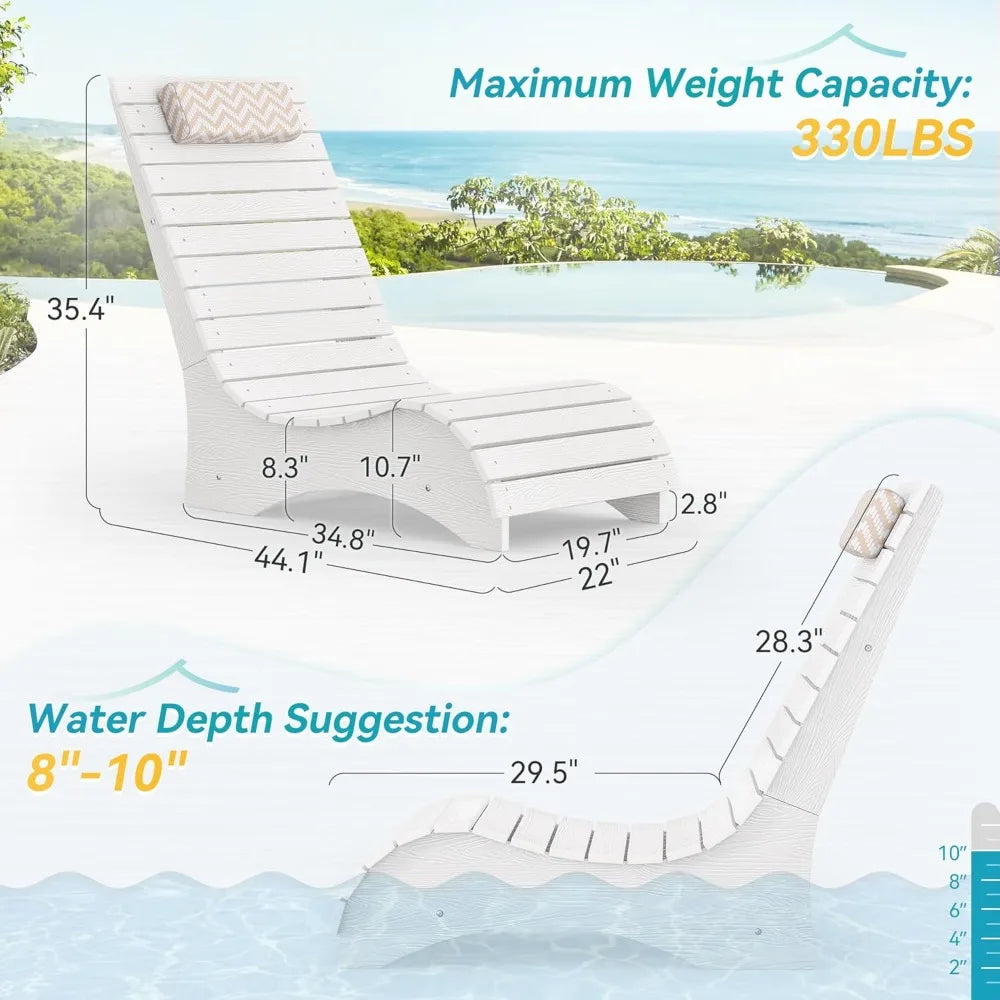 Ergonomic In-Pool Chair Lounger with Pillow Headrest
