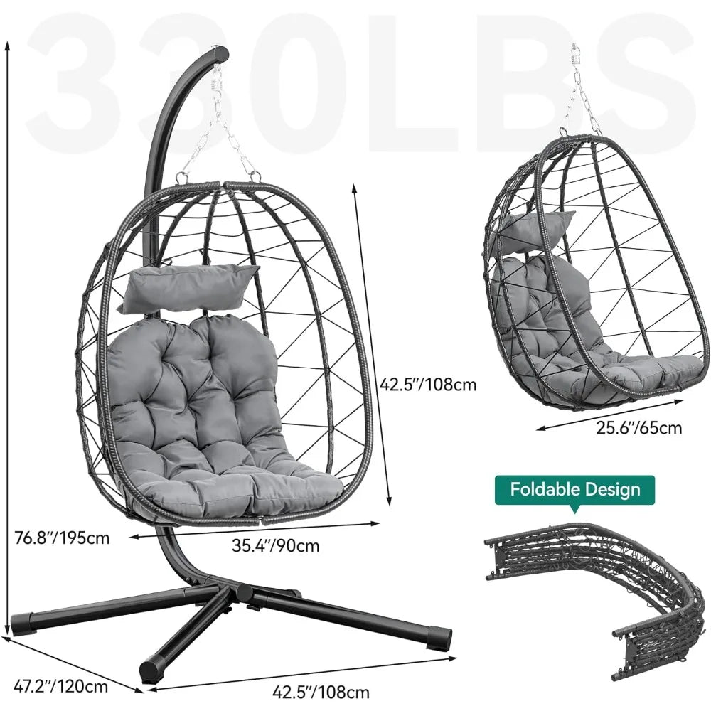 Hanging Egg Chair Stand with Cushions