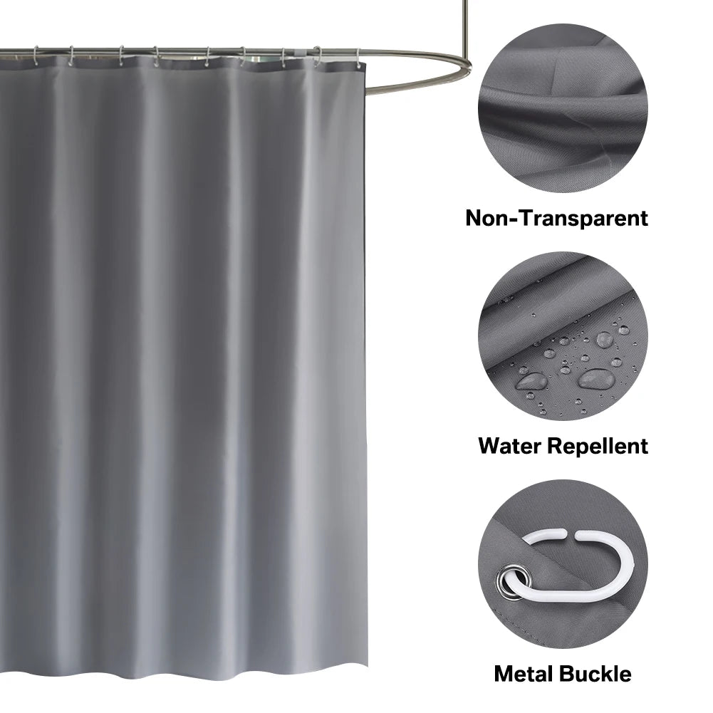 Heavy Duty Solid Shower Curtain with Hooks