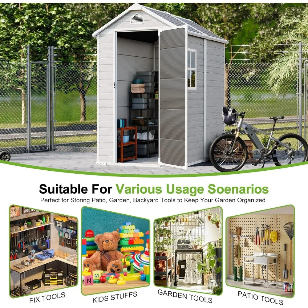 Resin Outdoor Storage Shed with Floors and Window