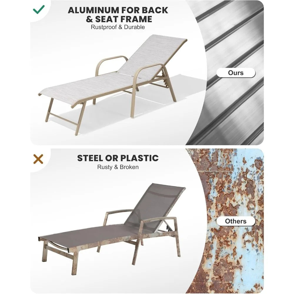 Aluminum Fabric Chaise Lounge Chair