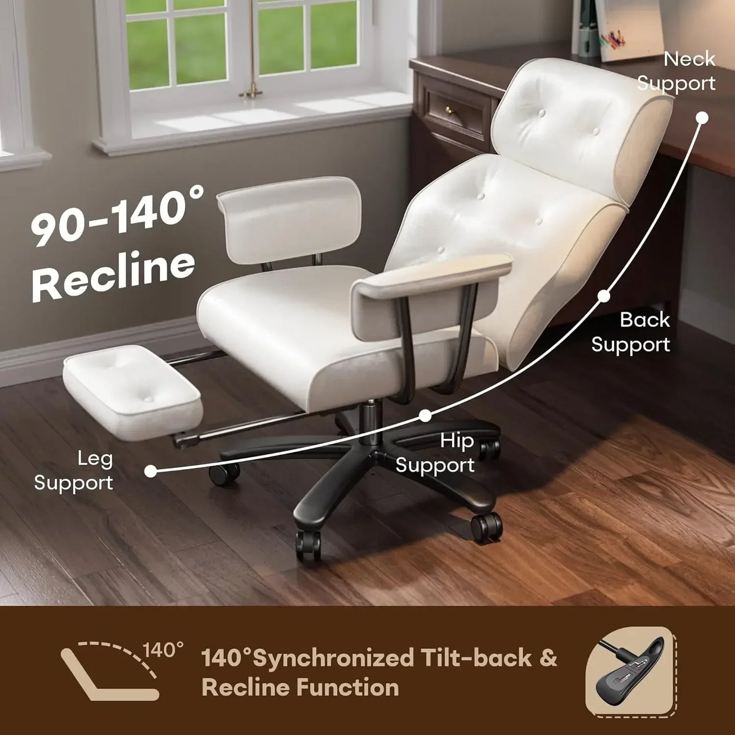 Reclining Executive Office Chair with Footrest