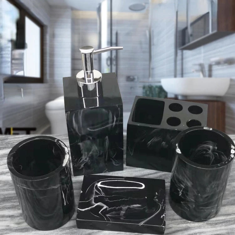 Resin Marble Ink Pattern Bathroom Accessory Set