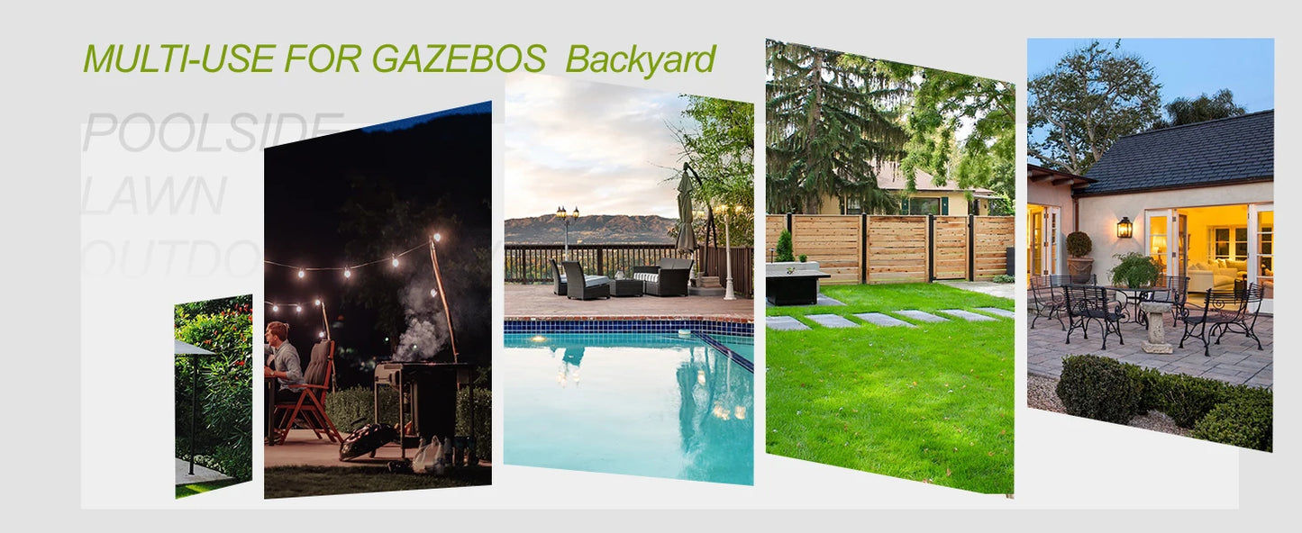 Grill Gazebo with Double Roof, Storage Cabinets, and Ceiling Hooks