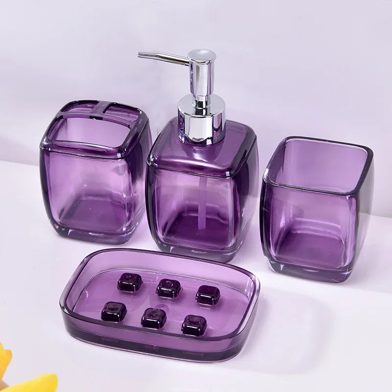 Purple Acrylic Glass Bathroom Accessory Set