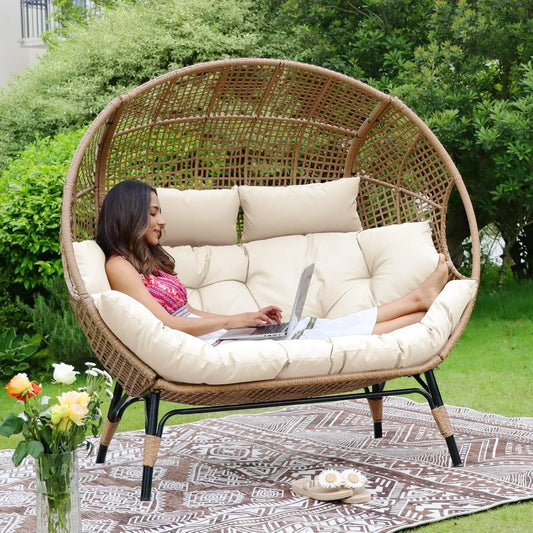 Loveseat Egg Chair with Cushions