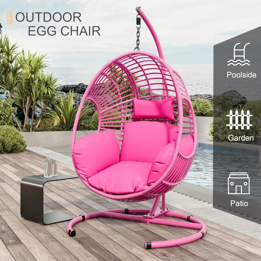 Oversized Wicker Swing Egg Chair with Cushions