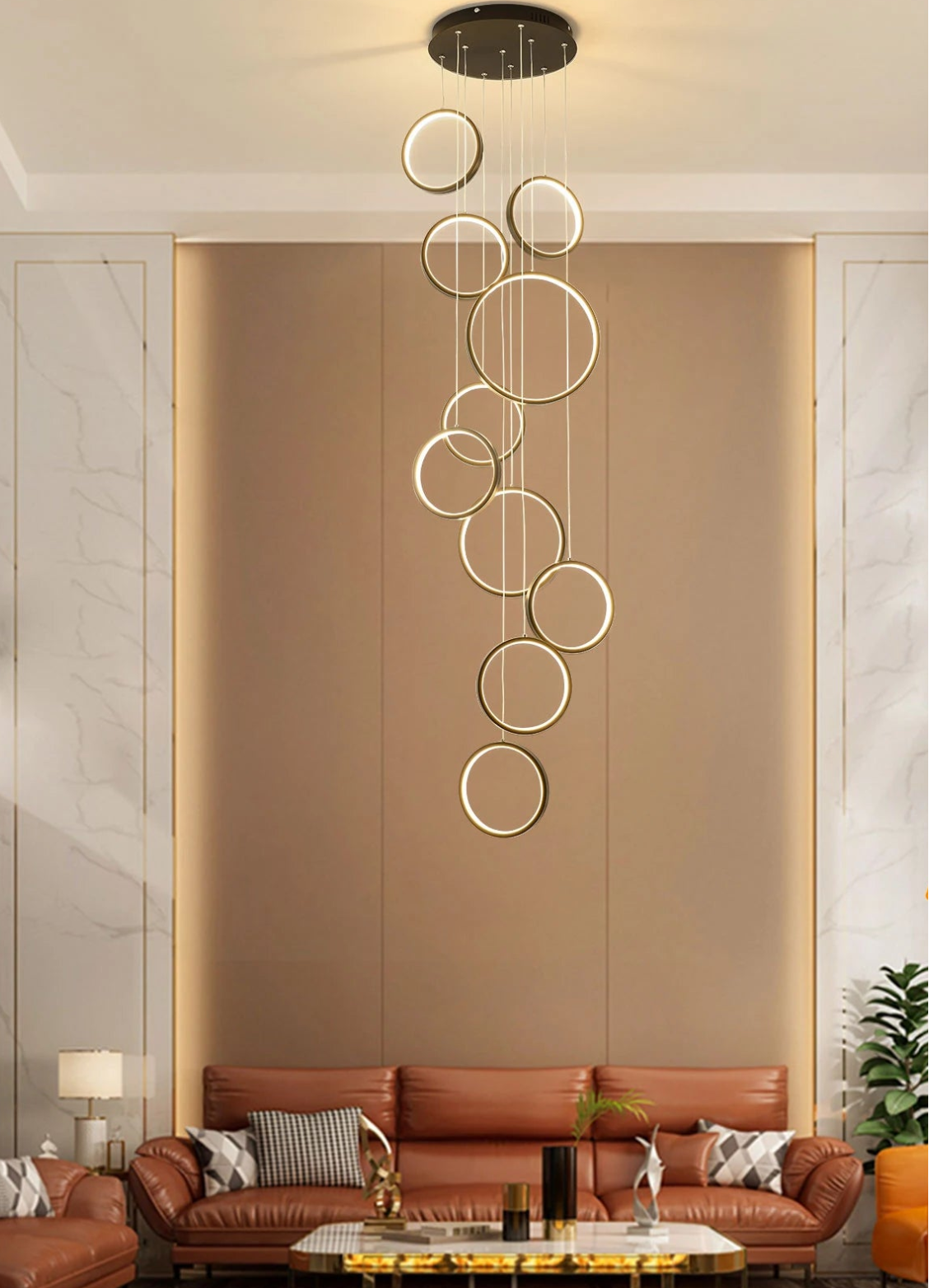 Modern 10 Rings LED Chandelier