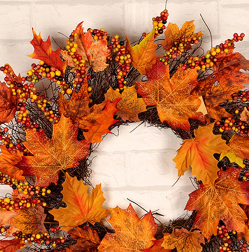 Berries, Maple Leaf Garland Wreath