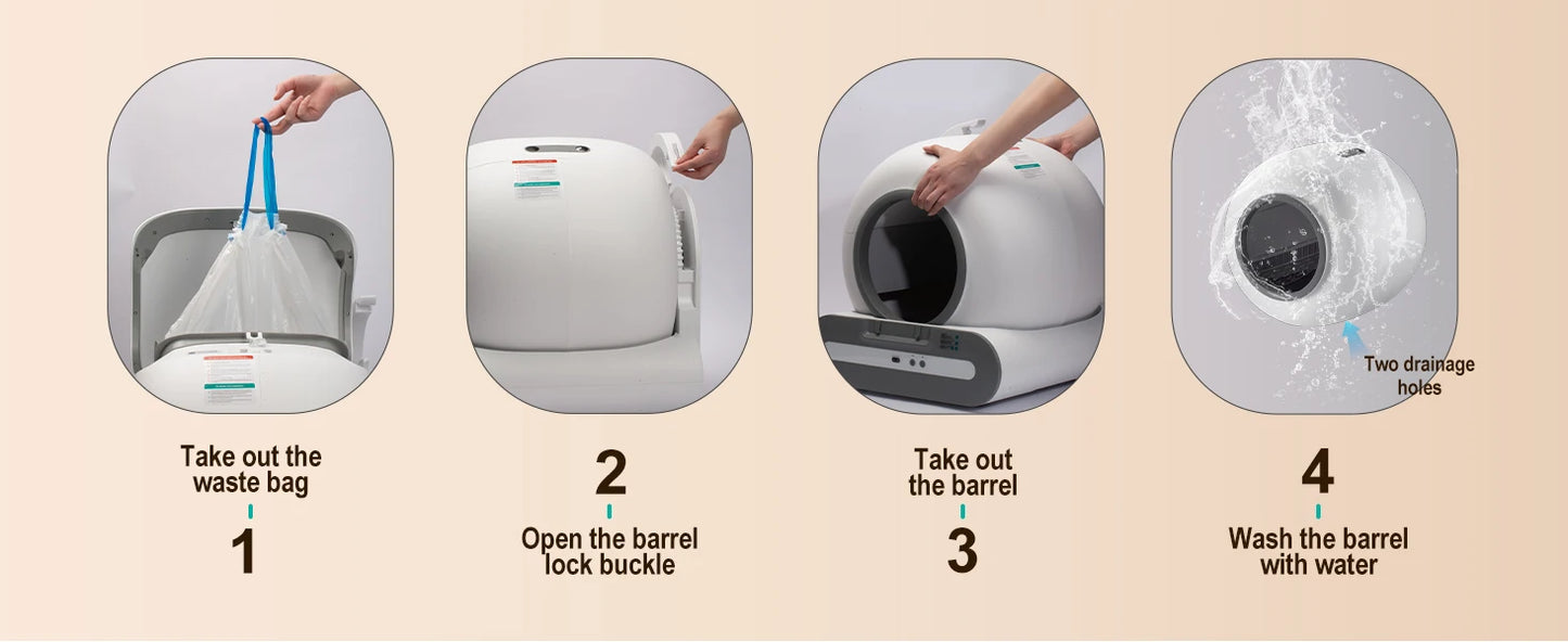 Automatic Cat Litter Box with Smart App Control and Litter Mat