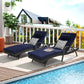Rattan Chaise Lounge Chair with Adjustable Backrest and Cushions