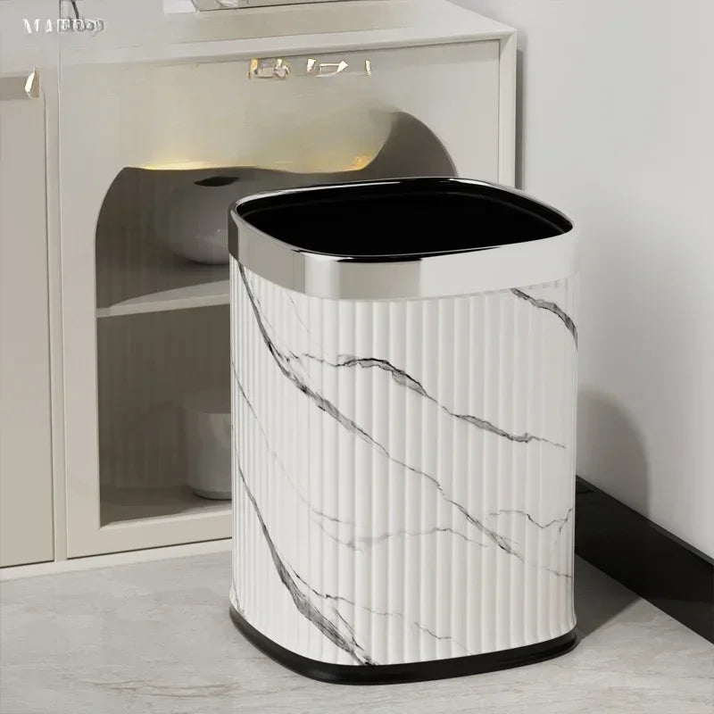 Leather Marble Grain Square Waste Bin