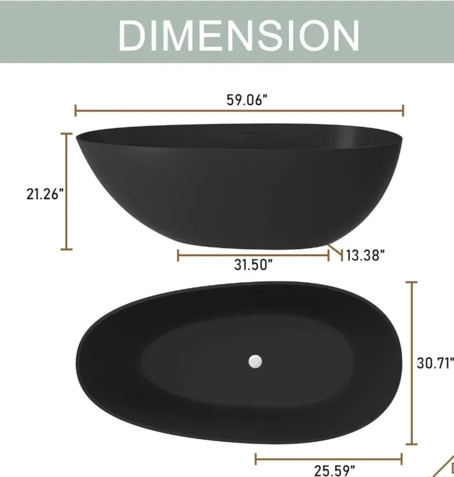 Modern Polished Stone Resin Bathtub