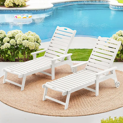 Wood Chaise Lounger with Wheels