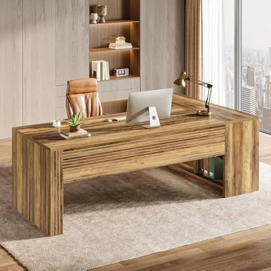 Modern Wooden L-Shaped Executive Desk