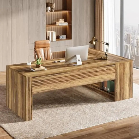 Modern Wooden L-Shaped Executive Desk