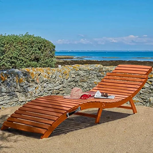 Waterproof Wood Chaise Lounge Chair, Set of 2