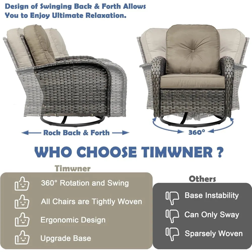 Swivel Rocker Wicker Chair Set