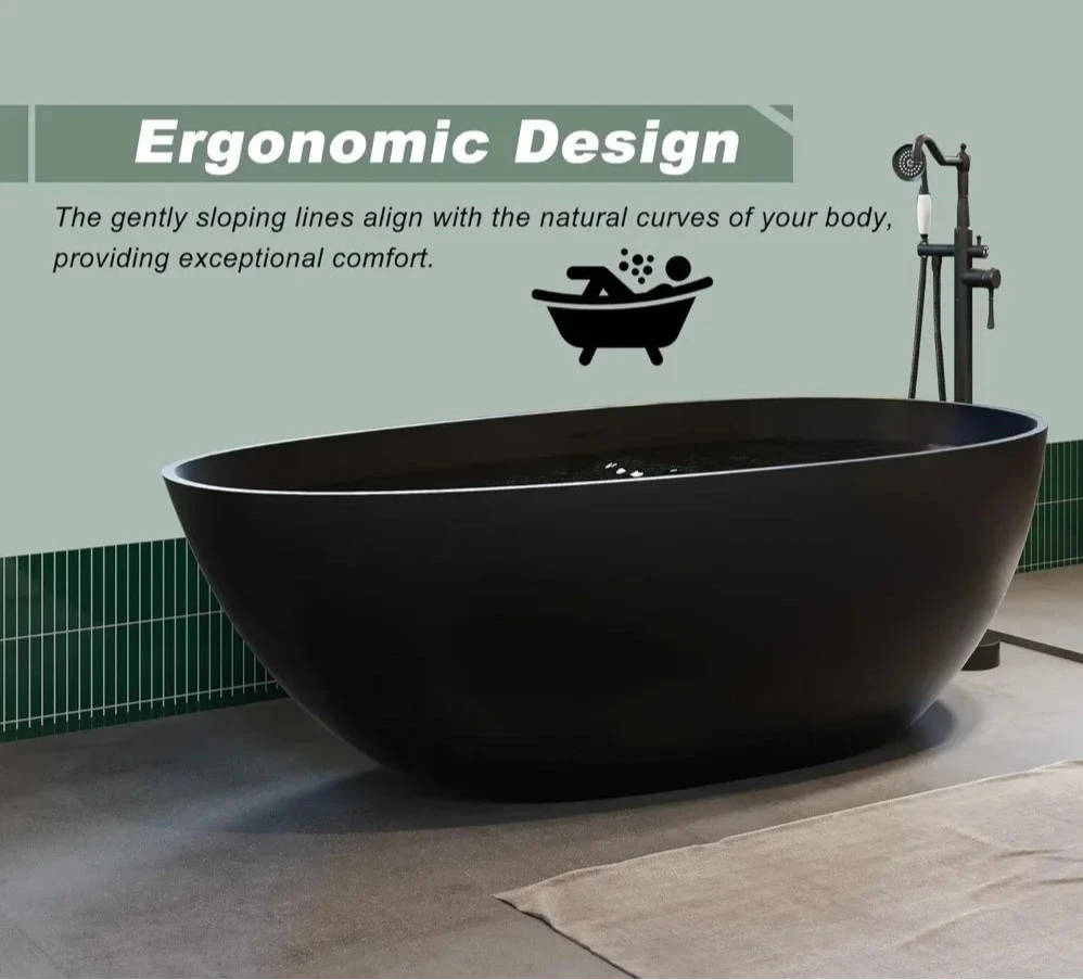 Modern Polished Stone Resin Bathtub