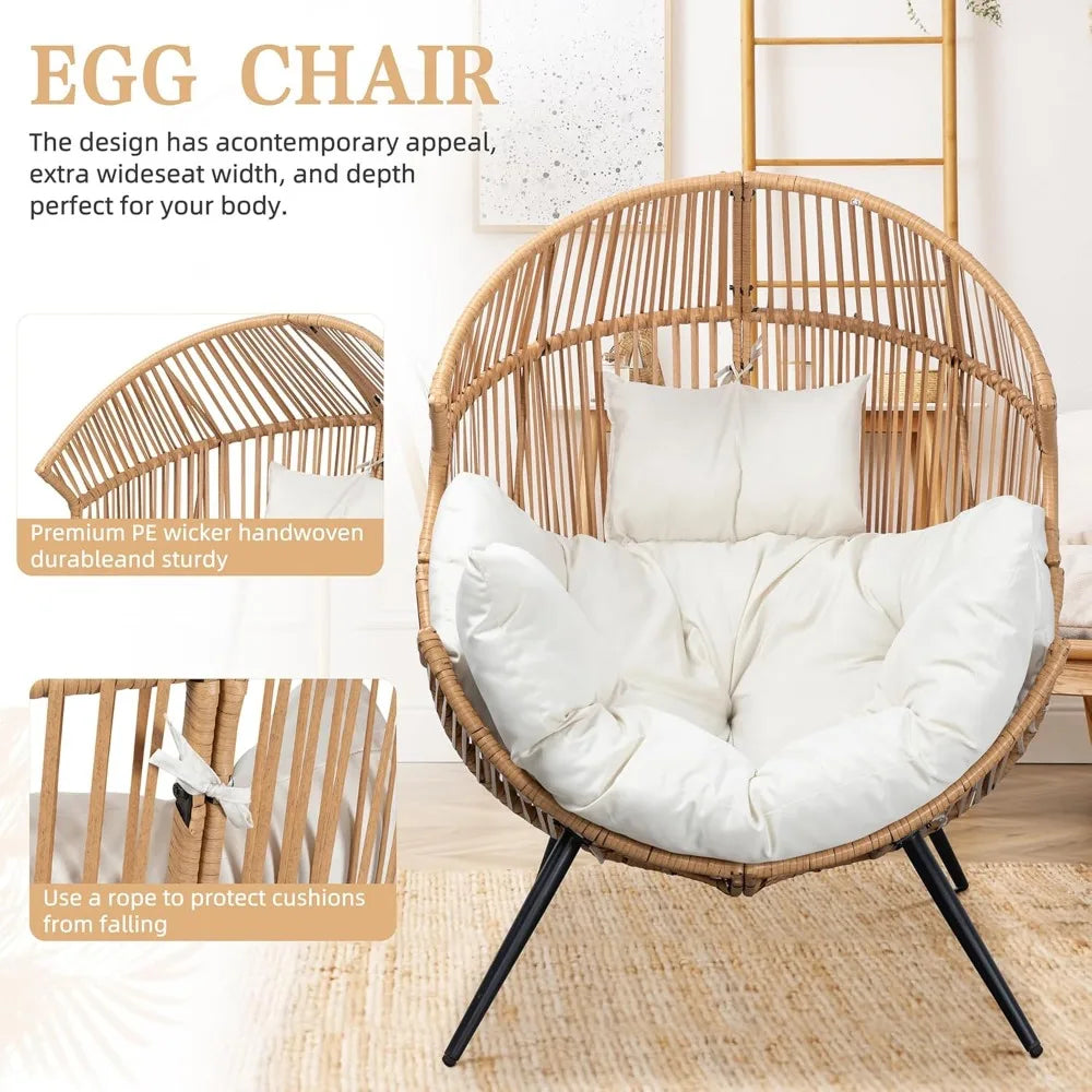 Wicker Egg Chair with Cushions