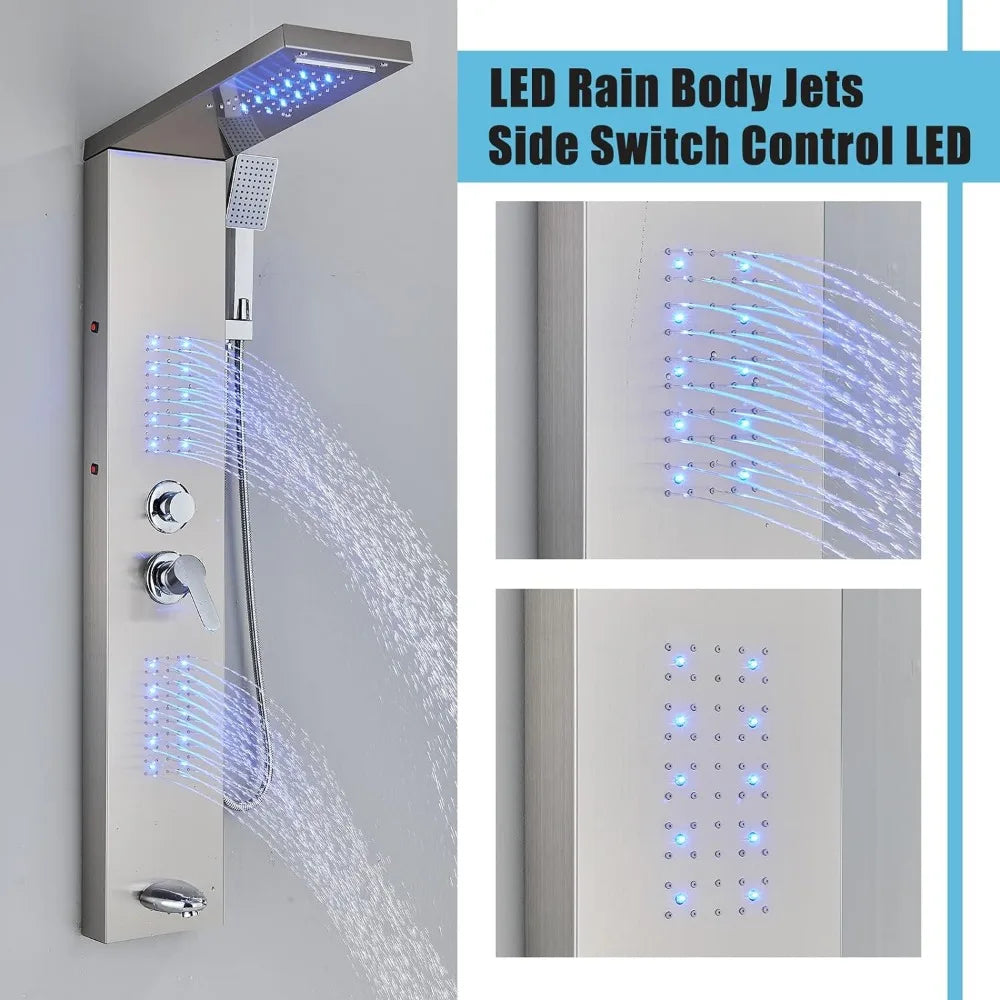 Modern Stainless Steel LED Shower Panel Full System Set