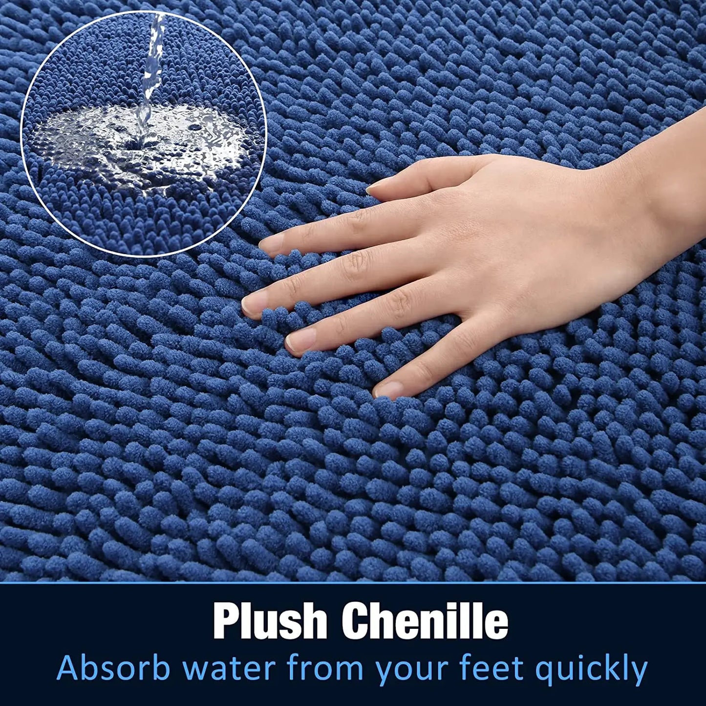 Non-Slip Super Absorbent Smooth Chenille Bath Mat