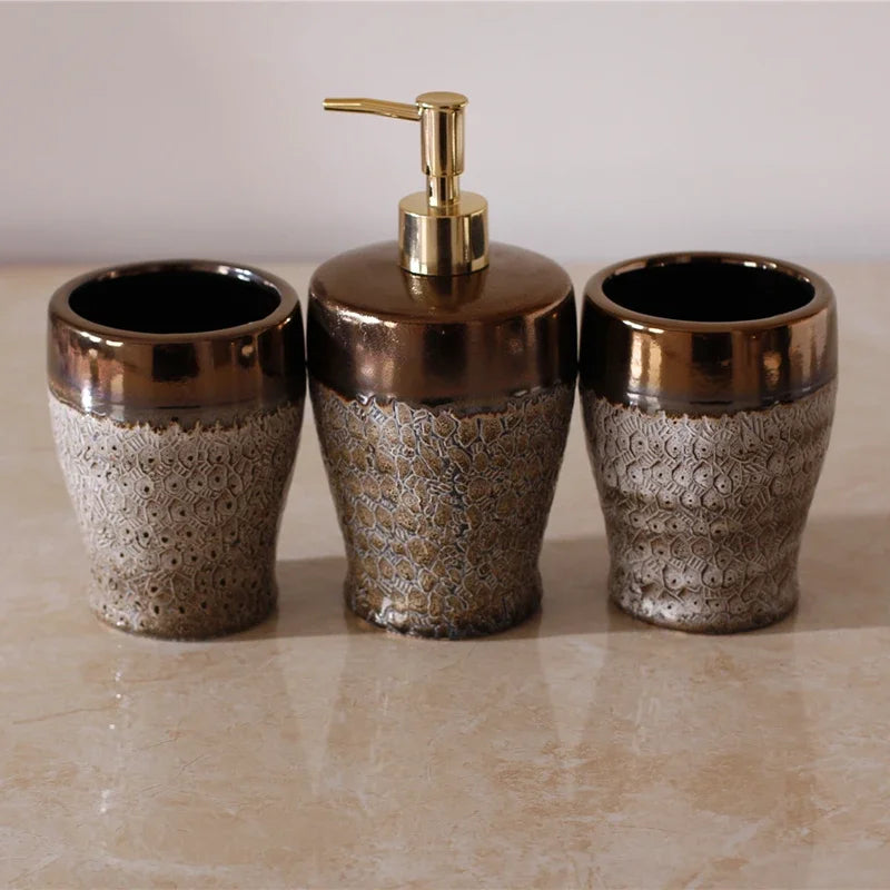 European Inspired Retro Ceramic Bathroom Accessory Set