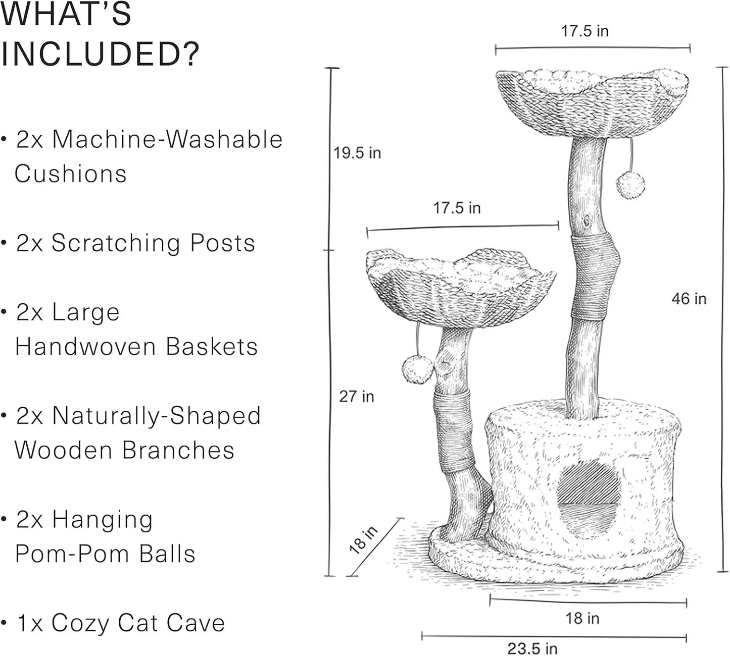 46"Mau Cat Tree Tower