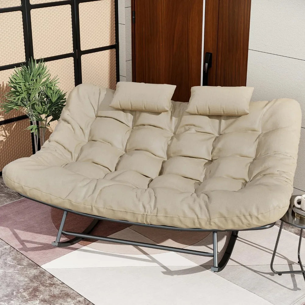 Oversized Loveseat Rocking Papasan Chair with Cushions