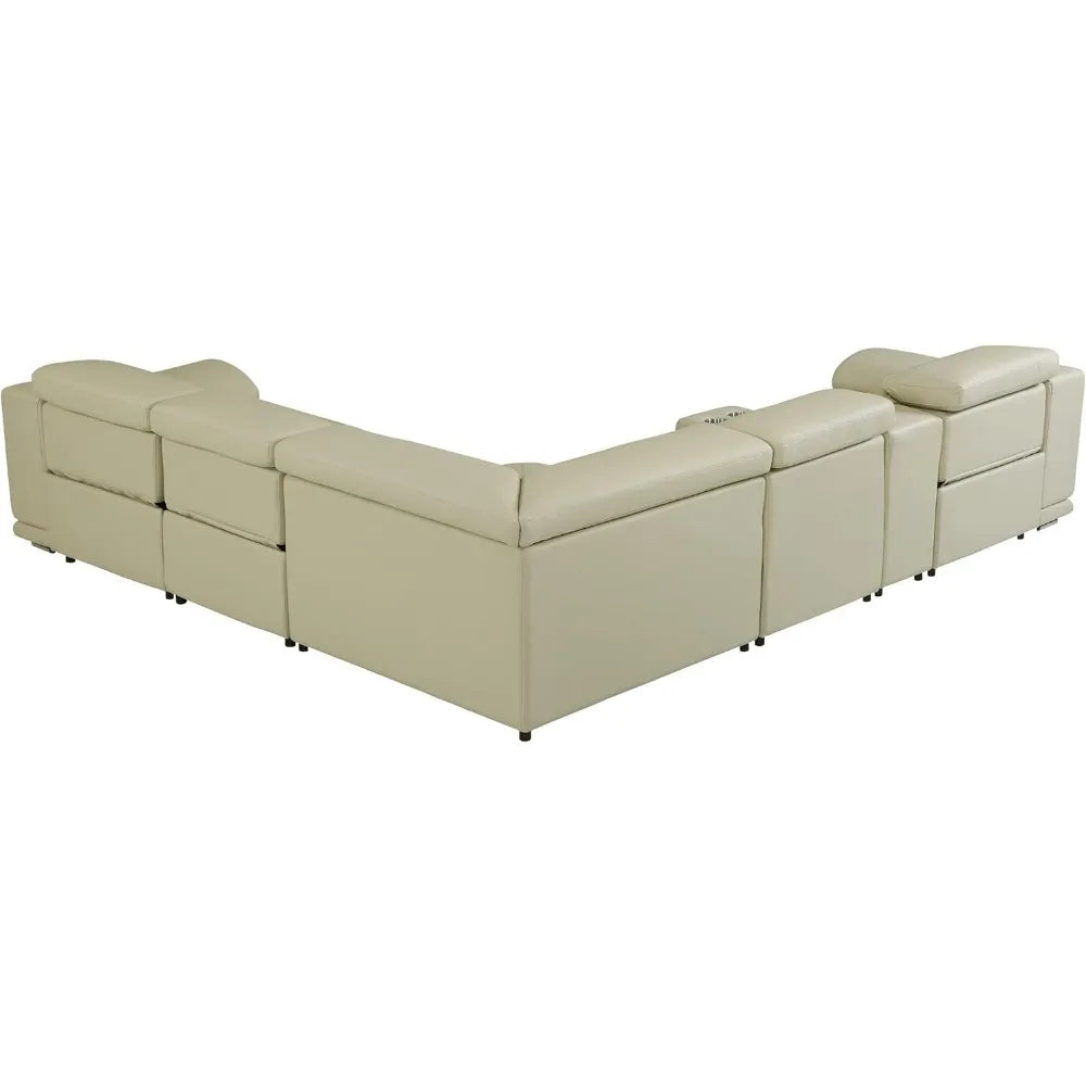 Modern Morocco Italian Leather Sectional Sofa with 3-Power Recliners