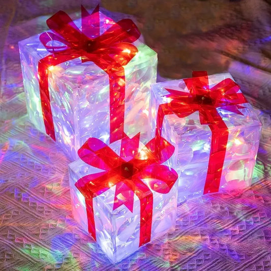 Set of 3 LED Lighted Christmas Gift Boxes