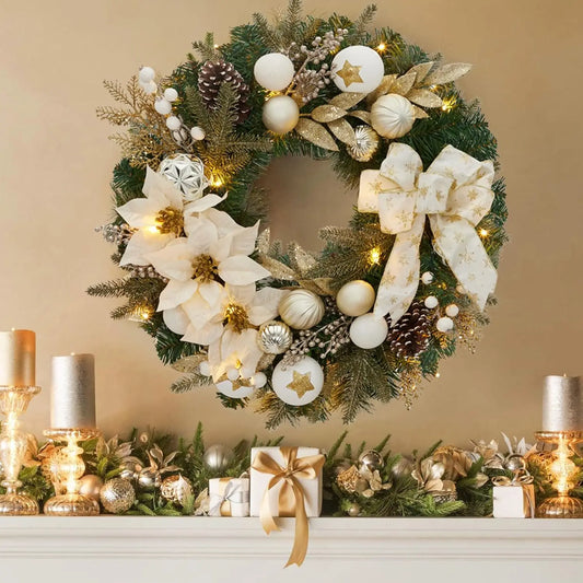Flower Bowknot, Pine Cone Garland Wreath