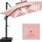 Tier Square Cantilever Patio Umbrella with Solar LED Lights