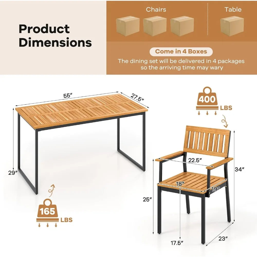 Acacia Wood Dining Table Set