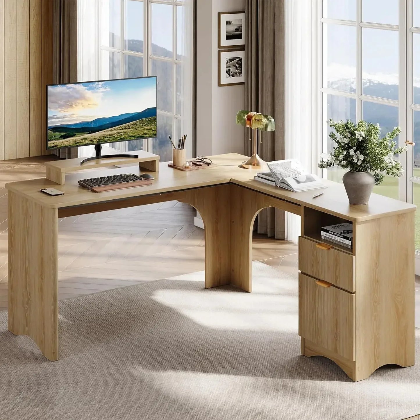 Modern L-Shaped Engineered Desk