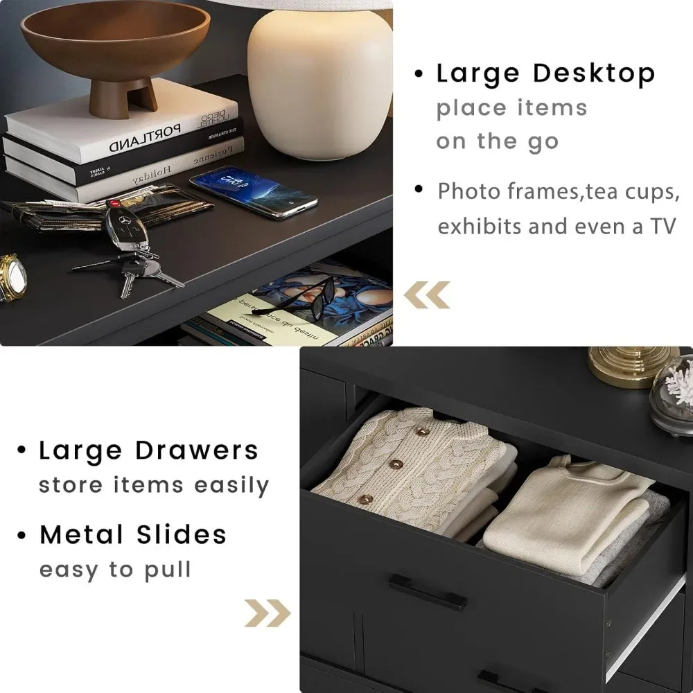 Modern Wood Chest Double Dresser