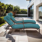 Rattan Wicker Chaise Lounge Chairs with Wheels and Cushions