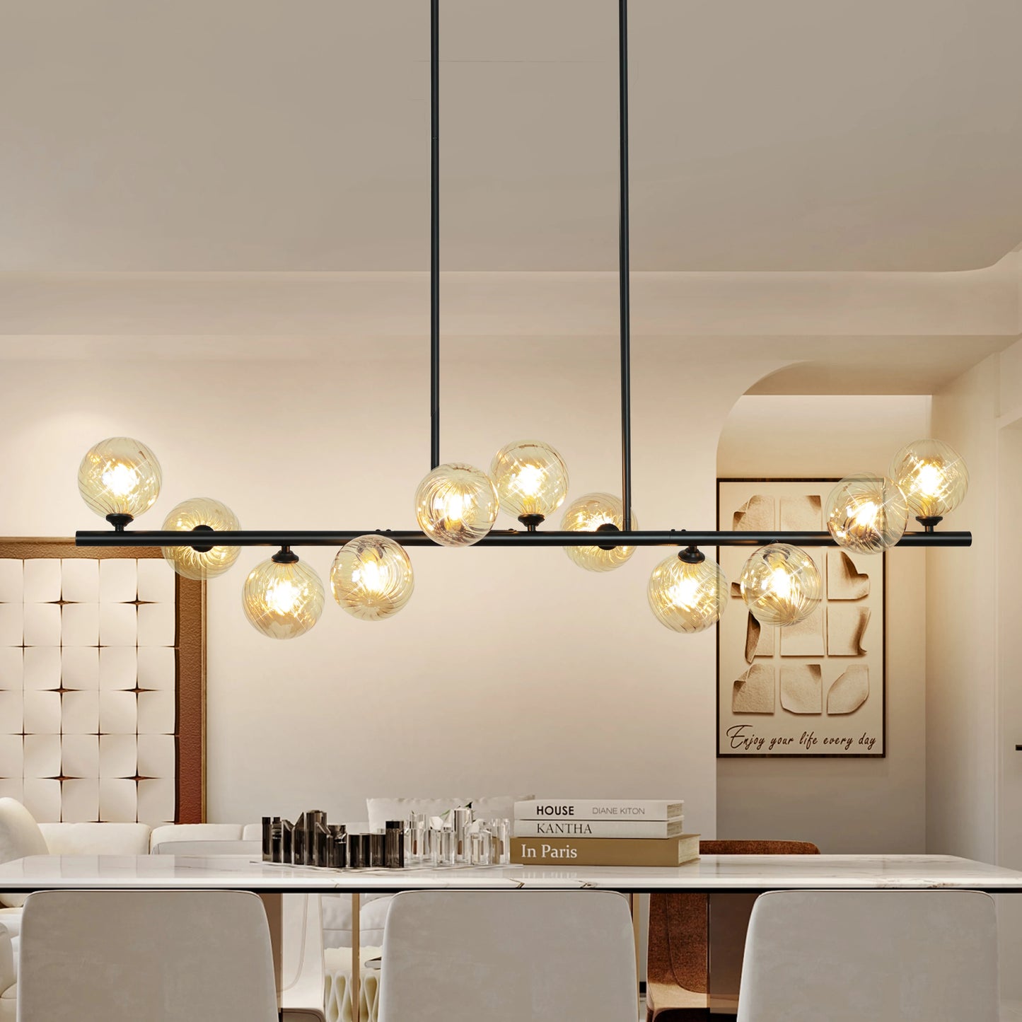 Modern Linear Bubble Chandelier
