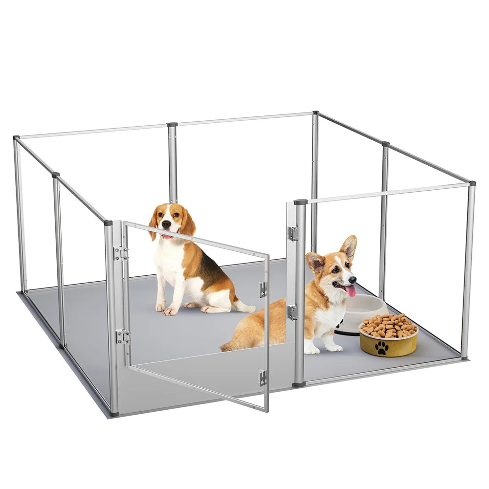 Transparent Acrylic Dog Playpen with Waterproof Pad