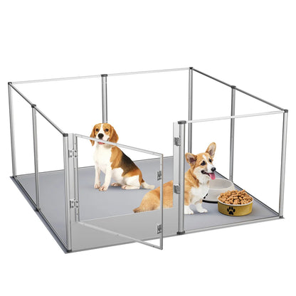 Transparent Acrylic Dog Playpen with Waterproof Pad