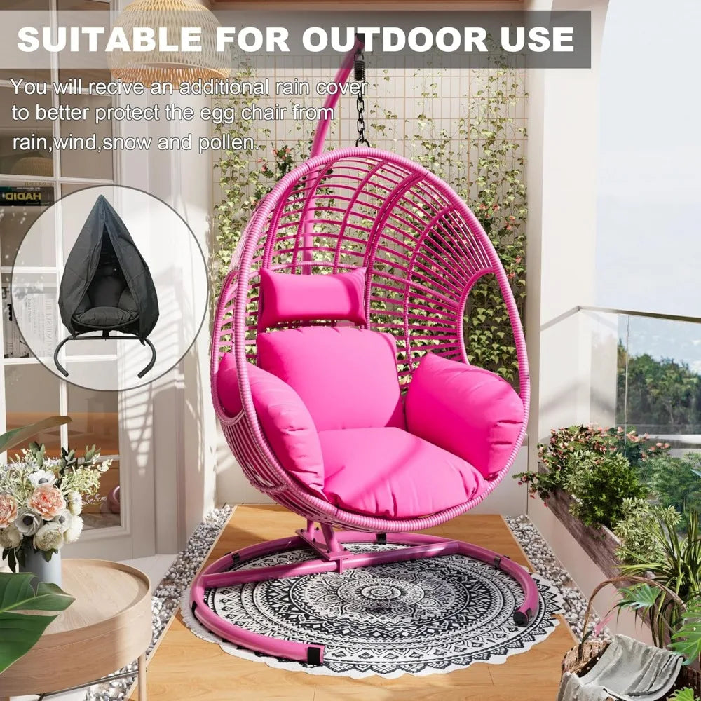 Oversized Wicker Swing Egg Chair with Cushions