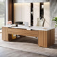 Modern Faux Marble Top Wood Grain  85" L-Shaped Executive Desk