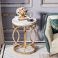 Modern O- Shaped Gold Metal Base Round End Table with Thick Wood Top