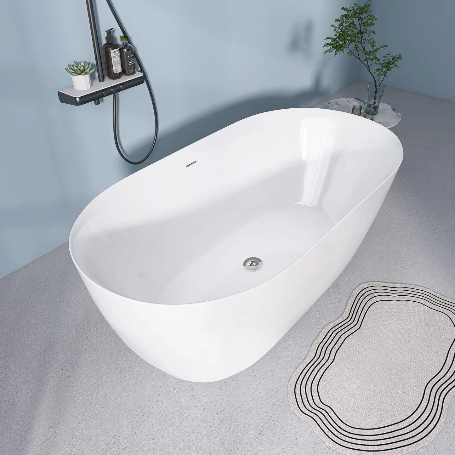 Modern 55" Oval Acrylic Bathtub
